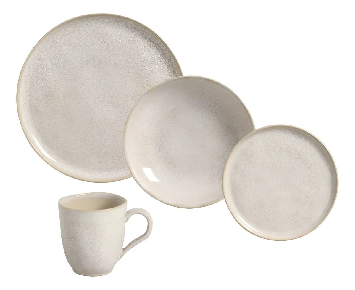 Aparelho De Jantar Porto Brasil 16 Peças Stoneware Linha Latte Off-white Bio Latte