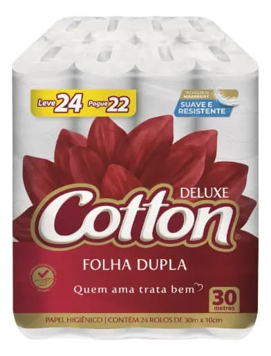 kit De Papel higiênico Deluxe Neutro Folha Dupla 30m 24 Unidades Cotton