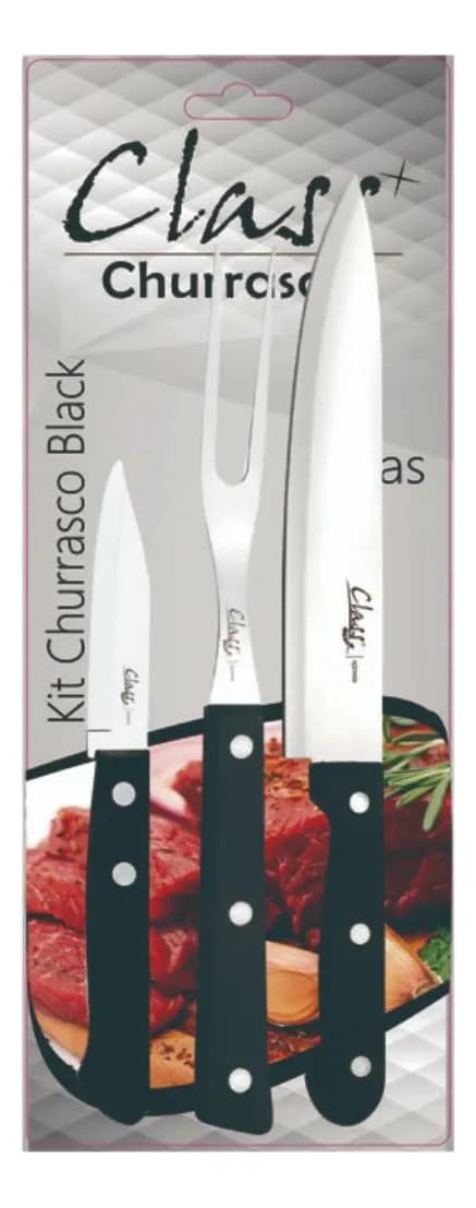 Kit 3 Peças Para Churrasco Legumes Facas