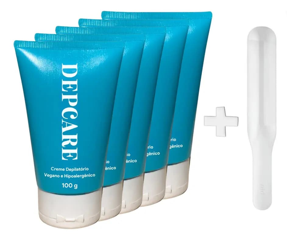 Depcare Kit 5 Uni Com Frete Grátis E Espátula Creme Depilatório Vegano Depilação Indolor E Rapida Em 5 Minutos Sensível