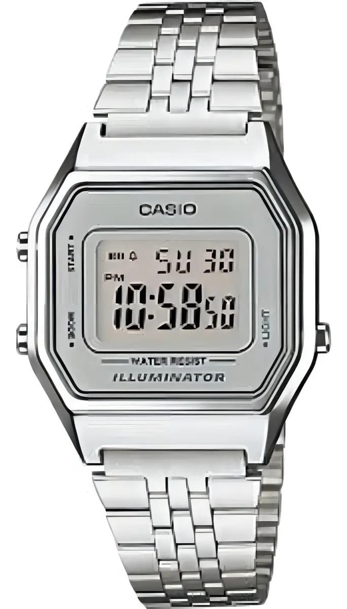 Relógio Casio Feminino Vintage Digital La680wa-7df Aço Prata Digital