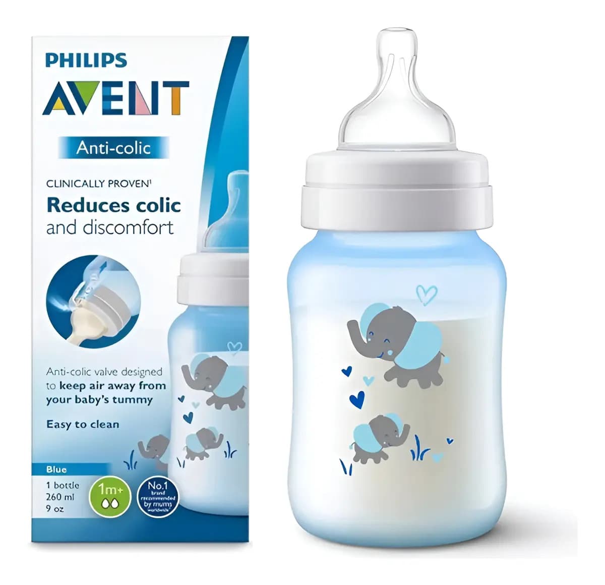 Mamadeira Anticólica 260ml Clássica Philips Avent Elefante