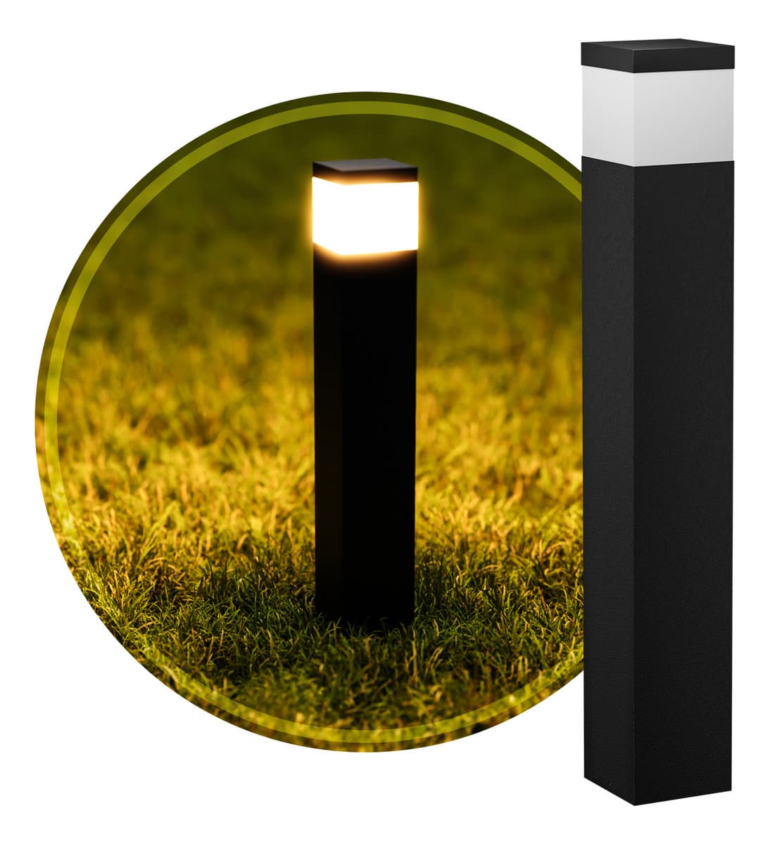 Poste Balizador jardim 50cm luminária piso alumínio E27 Mf403 cor preto