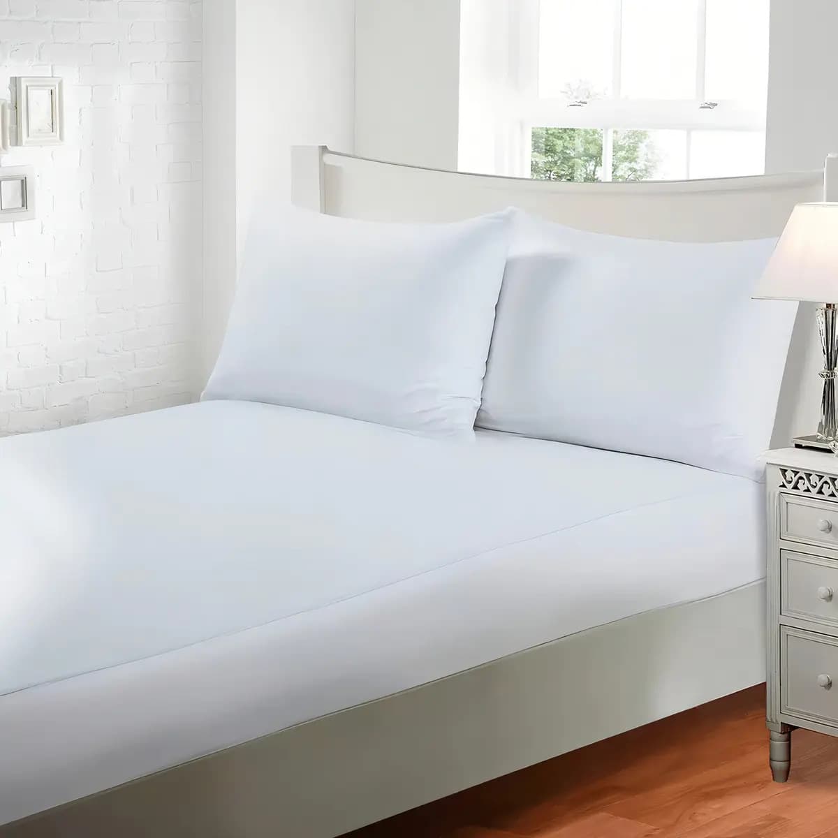 Lençol Casal 300 Fios Microfibra Branco Liso Jolitex