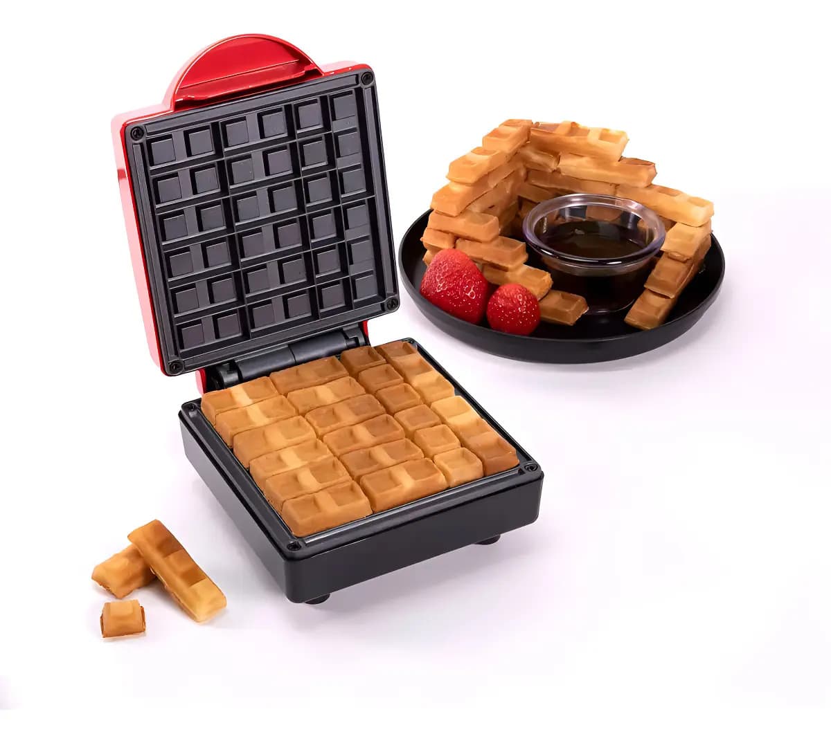 Máquina De Waffle Nostalgia Mini Blocos Vermelha Antiaderente Vermelho 127v