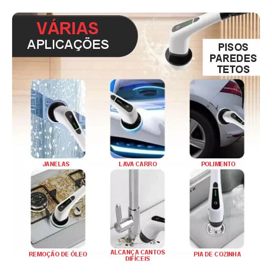 Escova Elétrica Giratória Recarregável Ruvo Things 7 em 1 Branco