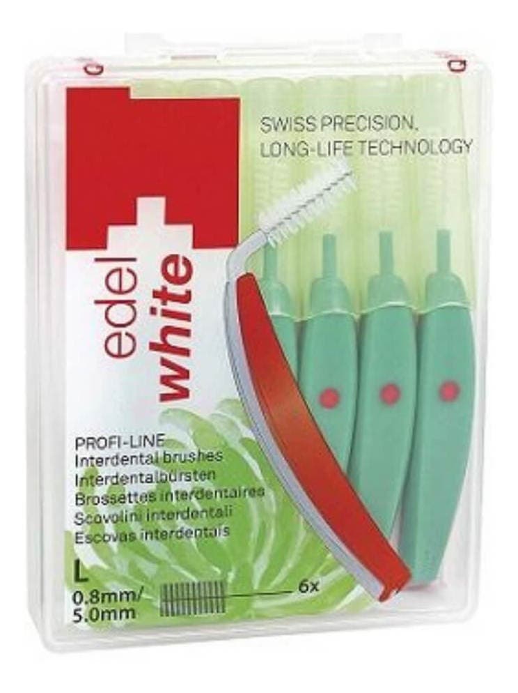 Escova Interdental Edel+White L 0.8mm Verde Para Prótese e Implante C/6