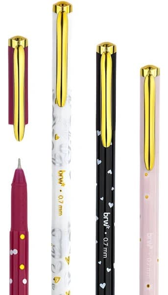 Kit 04 Canetas Unic Slim Stamp 0,7 Brw Tinta Azul Exterior Coloridas