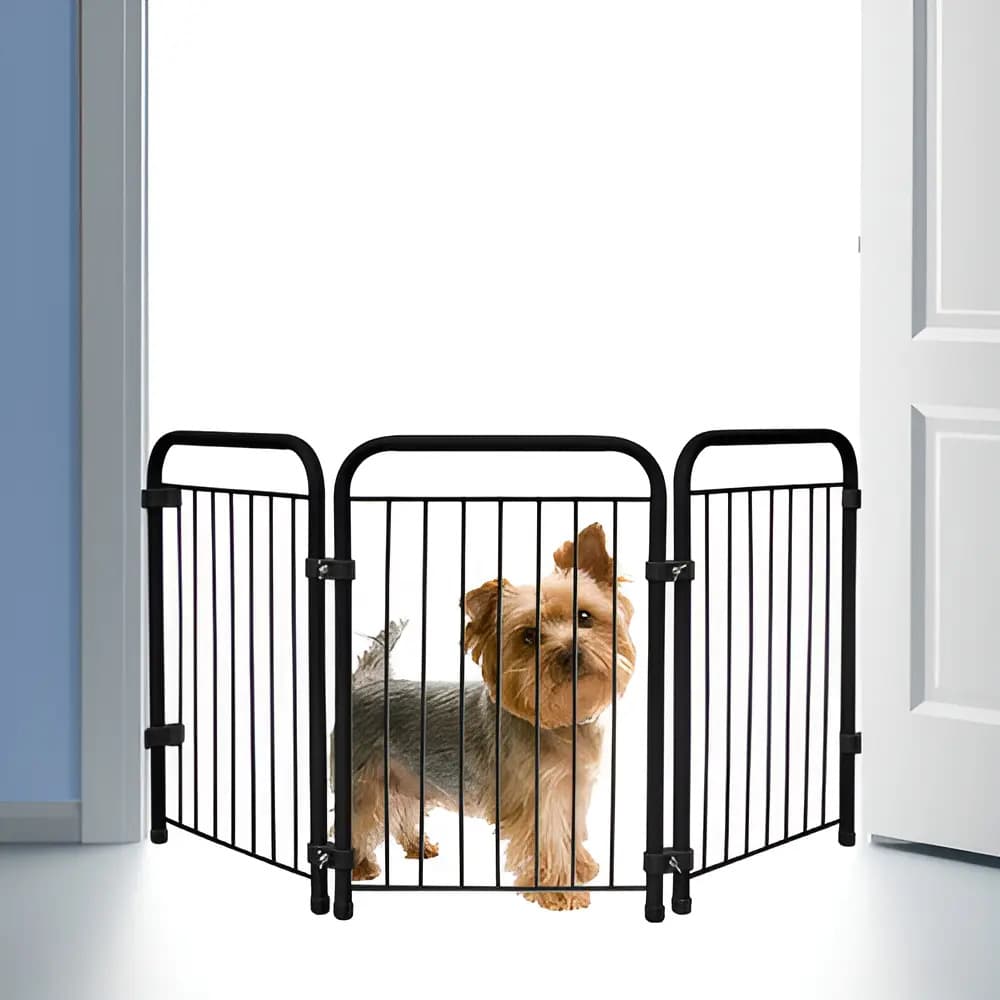 Cercado Portátil Portão Grade Proteção Pet Cachorro Cor Preto