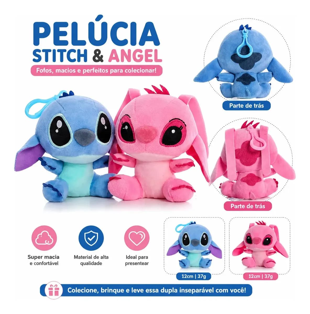 Chaveiro Boneco surpresa stitch pelucia antialergico premium - Brinquedo Criativo