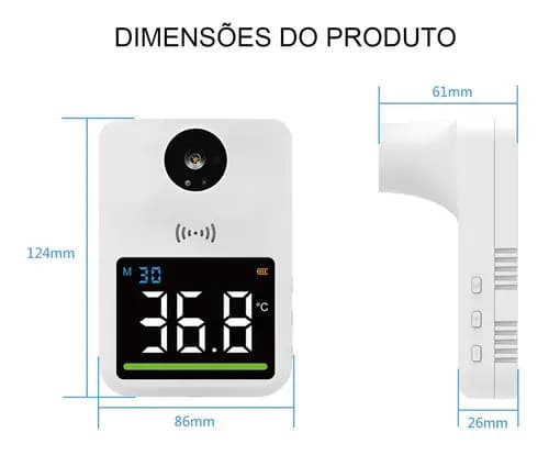 Termômetro de Parede Infravermelho RoHS Q3 Mini Apto Corporal 0,2°C