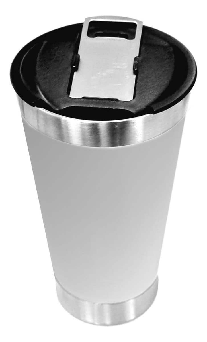 Copo Térmico Copo Termico Com Tampa Abridor Lisa Cor Cinza 473ml 12v
