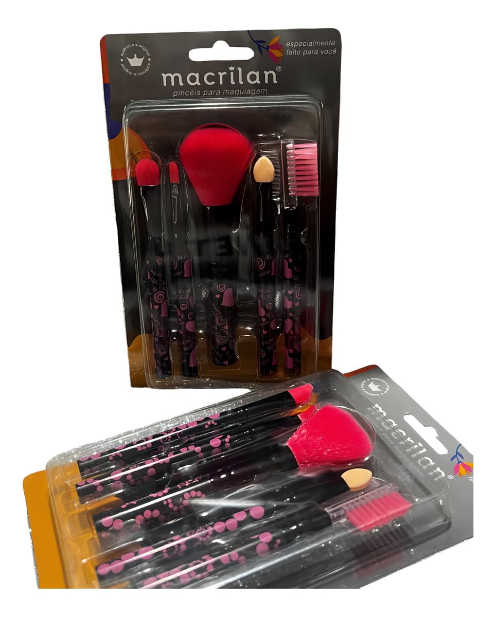 Macrilan Kit Com 5 Pincéis Pequenos Cor Rosa