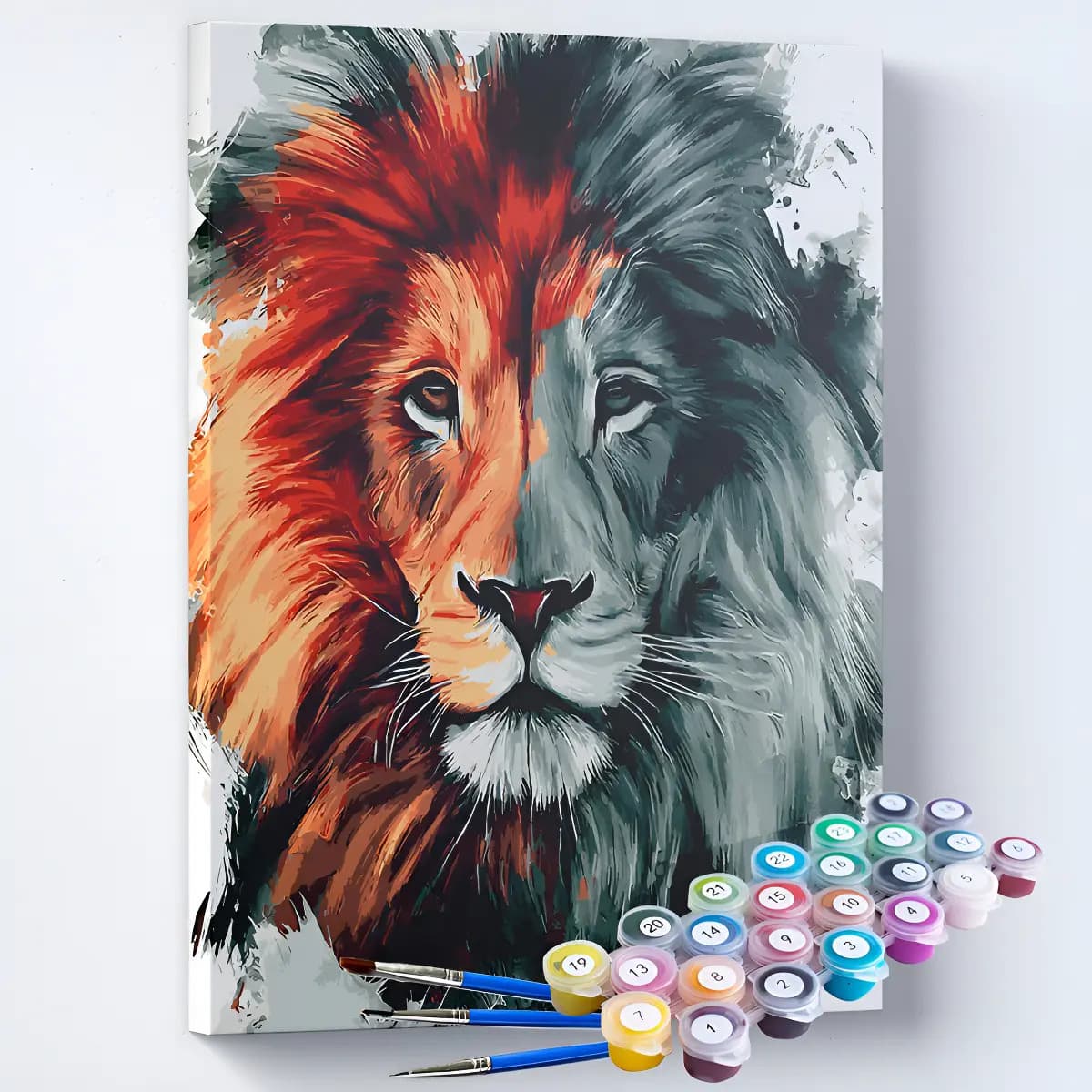 Kit Pintura Terapêutica - Leão | Acrylic | 3 Pincéis | 200g