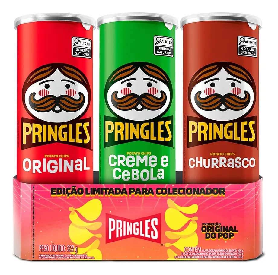 Kit Salgadinho de Batata com 3 sabores 322g Pringles