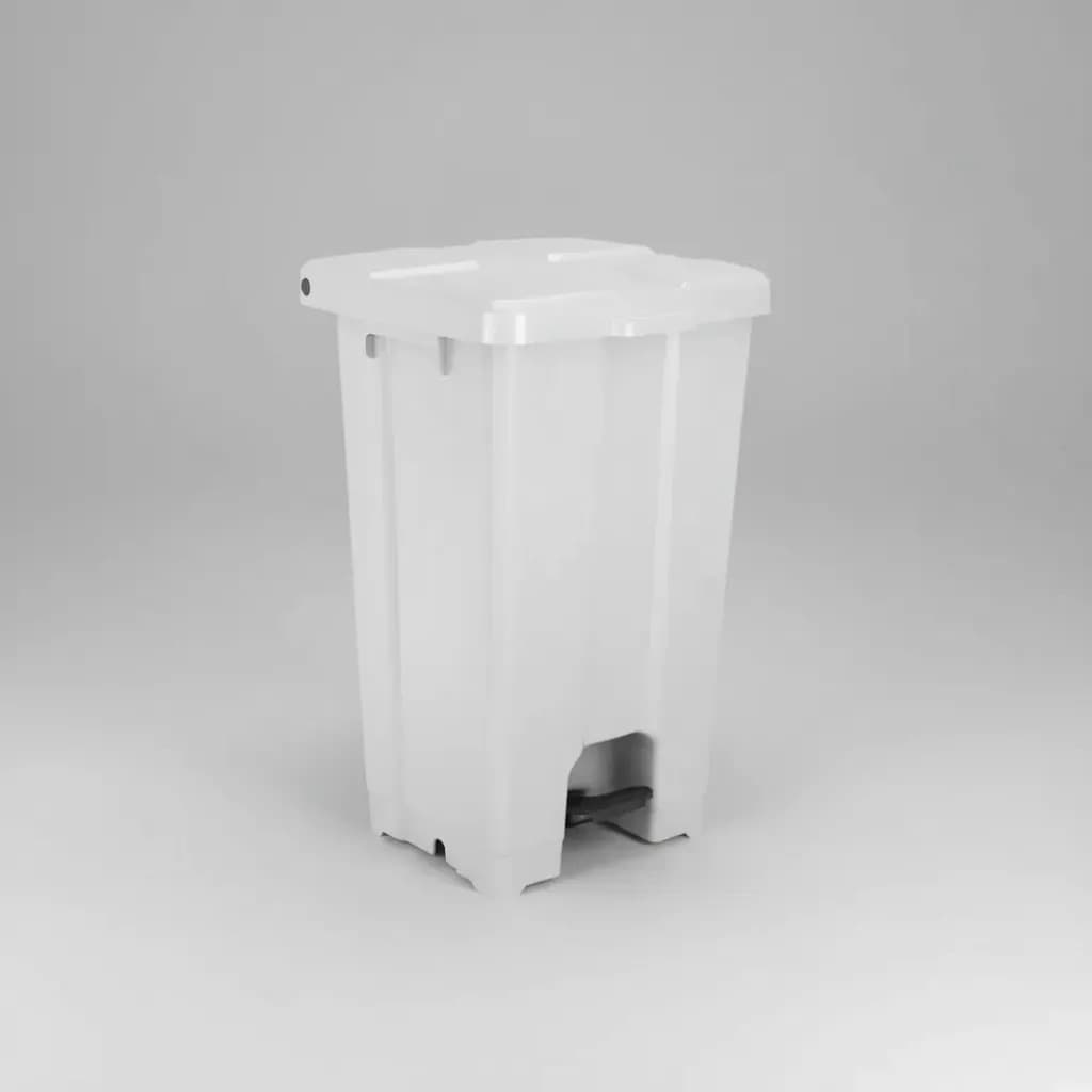 Lixeira quadrada com pedal de plástico branca JSN 60L