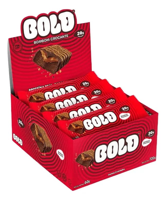 12 Barra De Proteína Bold Snack Bar Bombom Crocante 60g