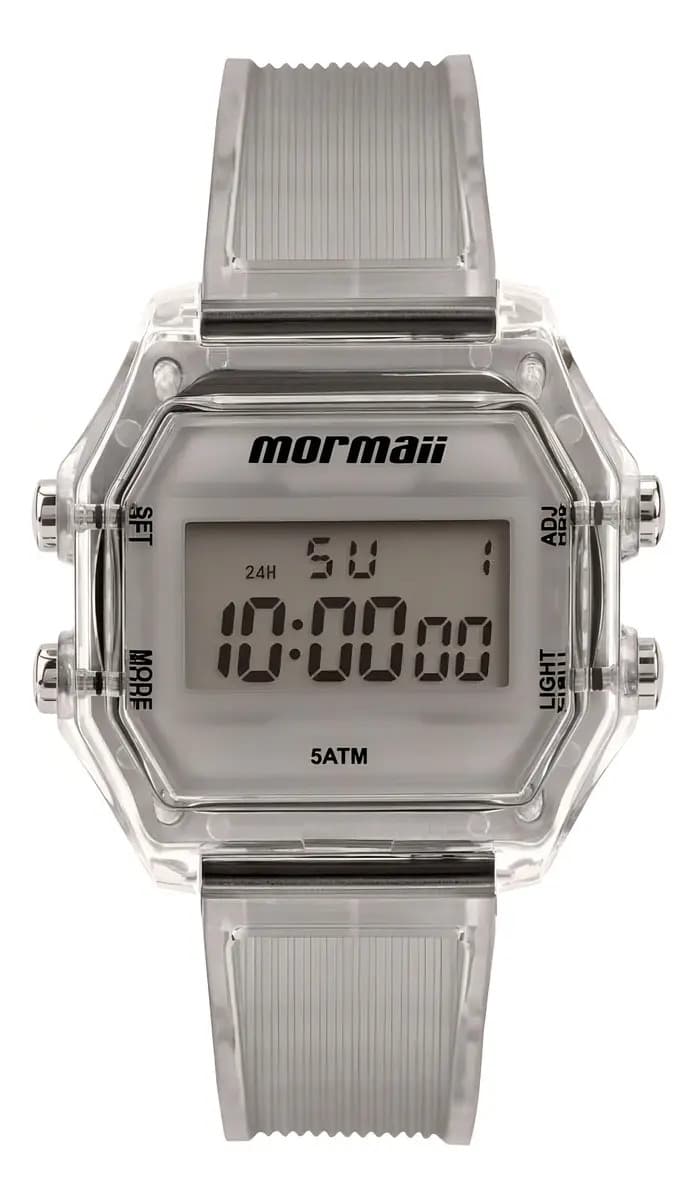 Relógio Digital Mormaii Vintage Feminino Cinza