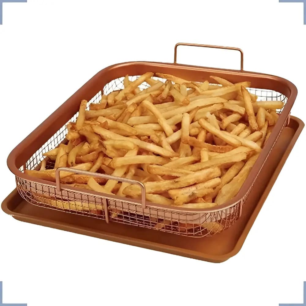 Assadeira Multiuso Grelha Fritadeira Forno Antiaderente Cor Bronze
