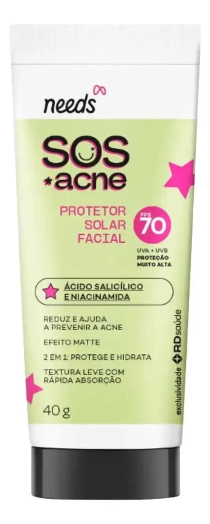 Protetor Solar Facial Needs Sos Acne Fps 70 40g