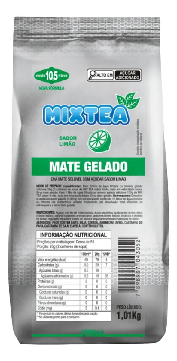 Chá Mate Gelado Sabor Limão Solúvel Mix Tea 1kg Rende 10 L