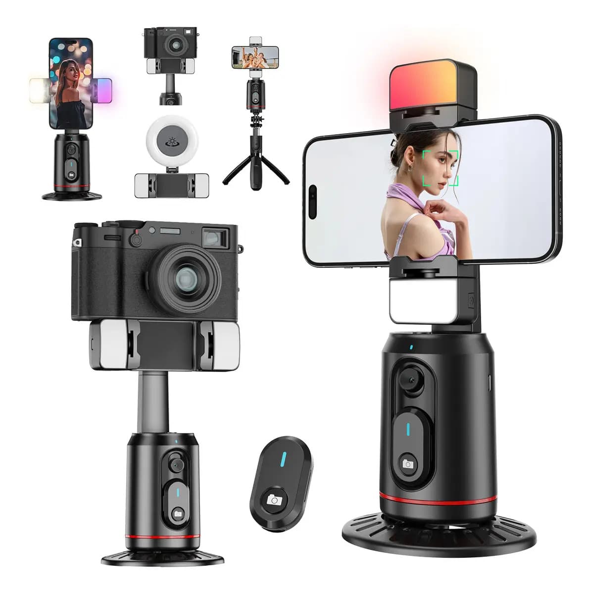Gimbal estabilizador de celular dobrável com rastreamento aéreo