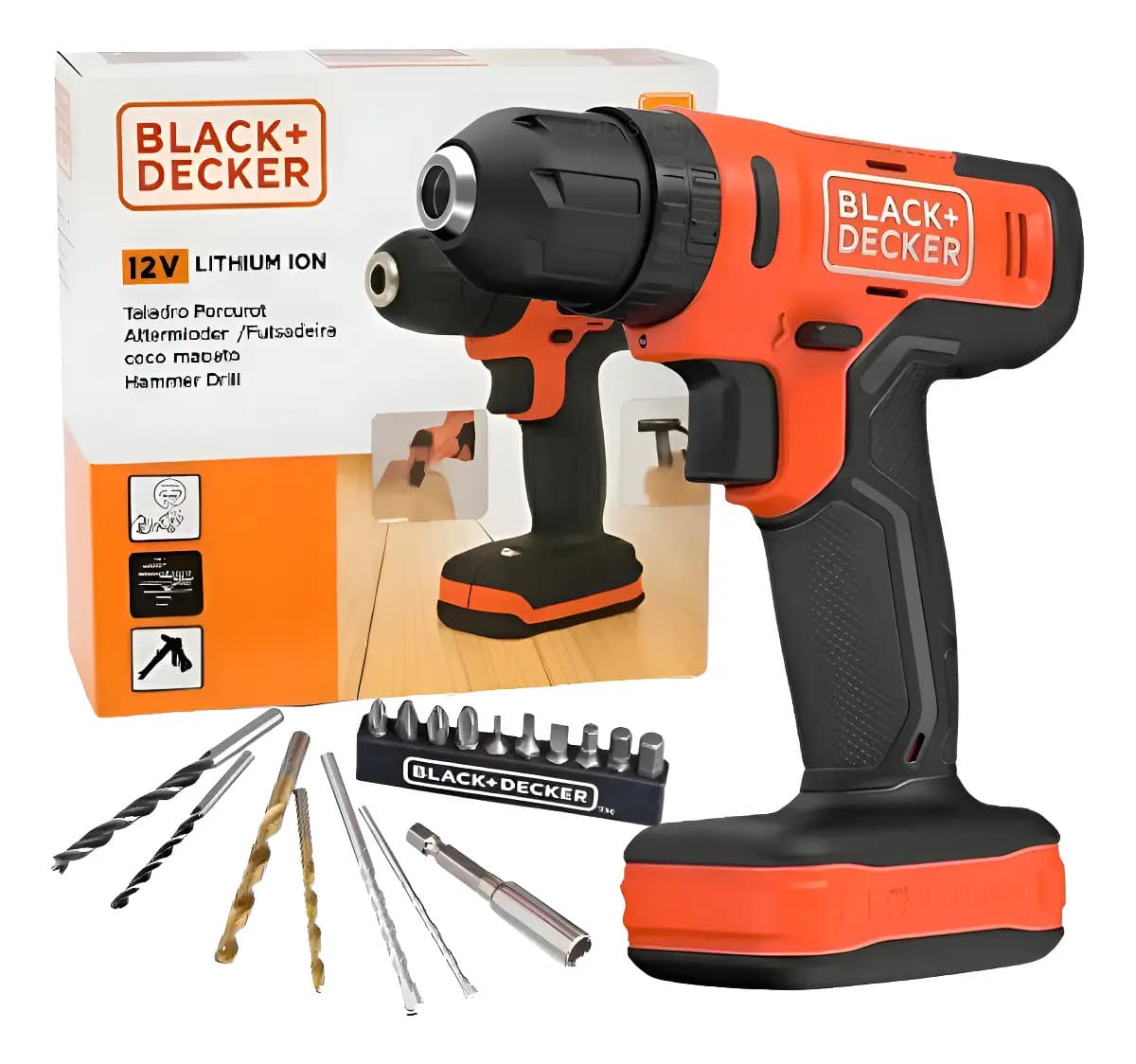 Parafusadeira Furadeira Impacto 3/8 Bcd712vhd Black Decker - Laranja - 60