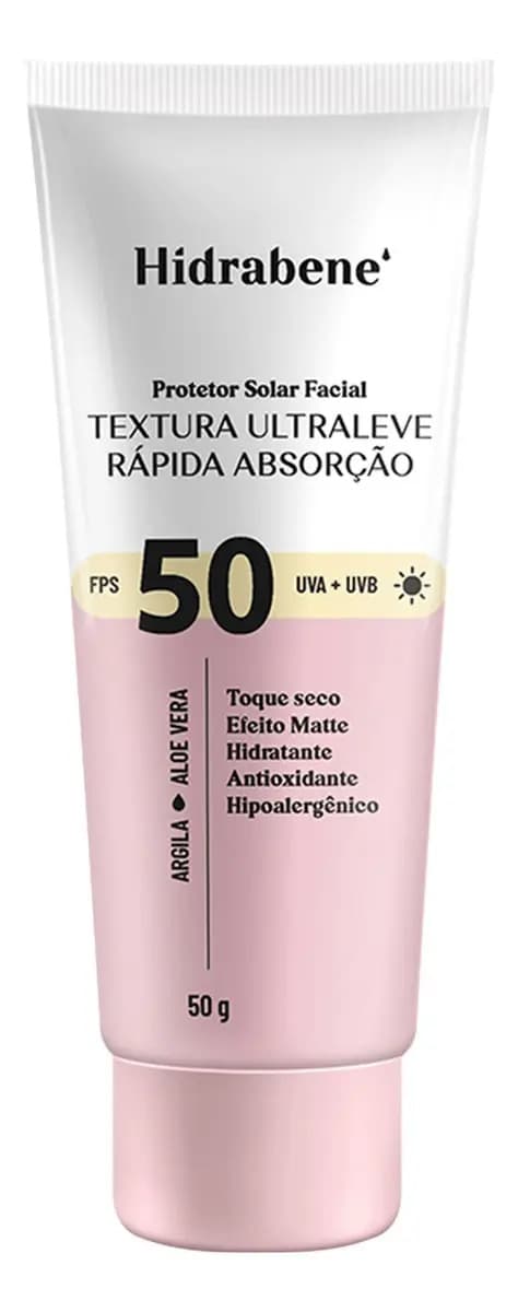 Hidrabene Protetor Solar Facial Textura Ultra Leve Fps50 50g
