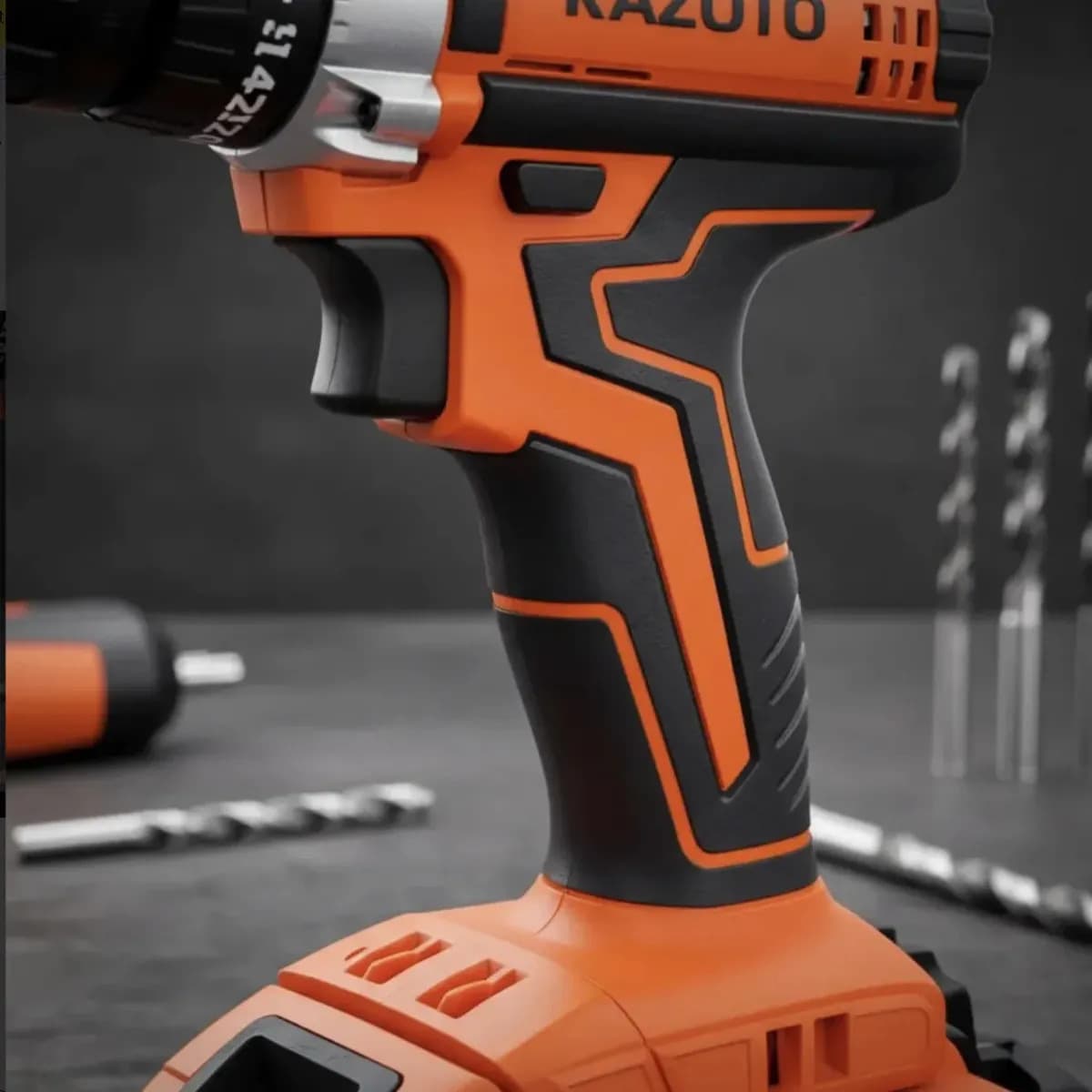 Parafusadeira Furadeira 21v Sem Fio Maleta Kit Brocas Kazoto Laranja 50/60 Hz