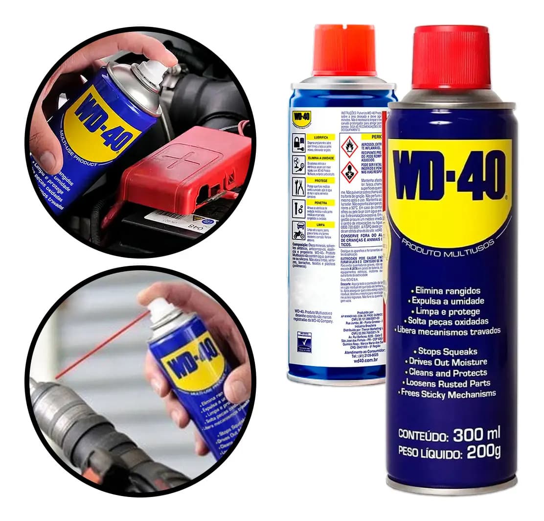 Kit com duas unidades de óleo spray desengripante lubrificante WD40 lata 300ml