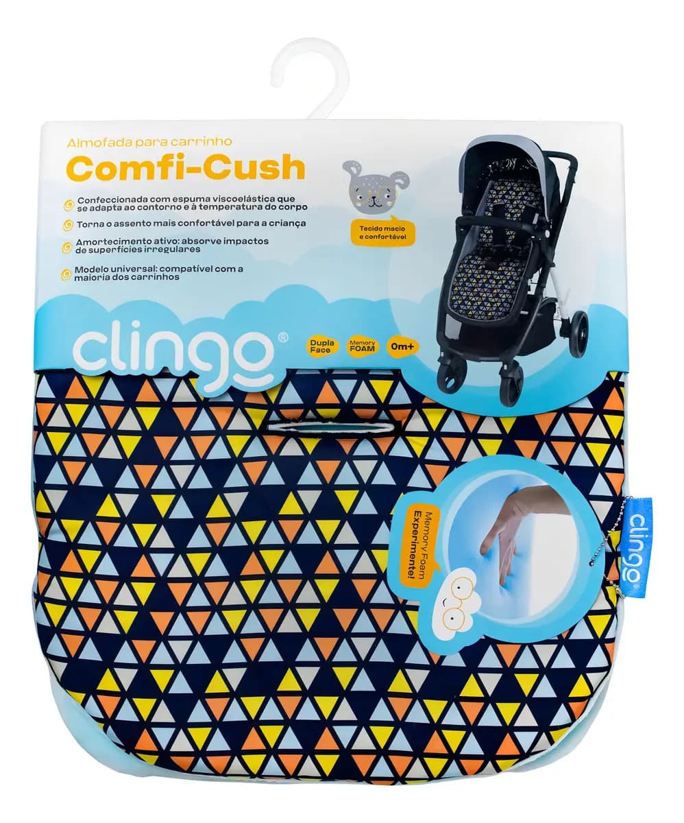 Colchonete Almofada Infantil Carrinho Bebê Dupla Face Clingo Cor Triângulos Coloridos