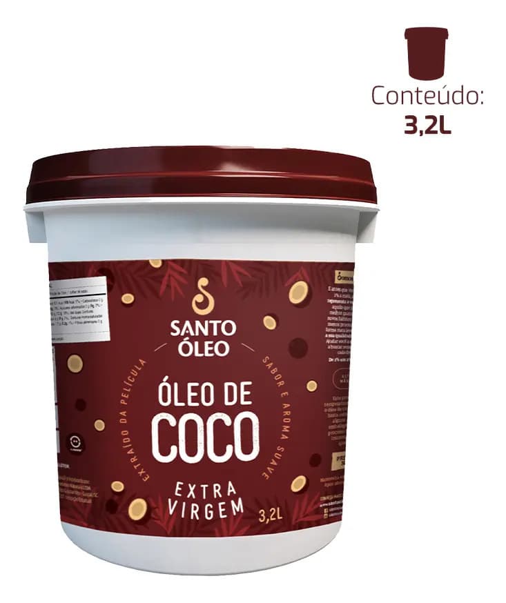 Santo Óleo De Coco Extra Virgem Da Película - Balde Com 3,2l