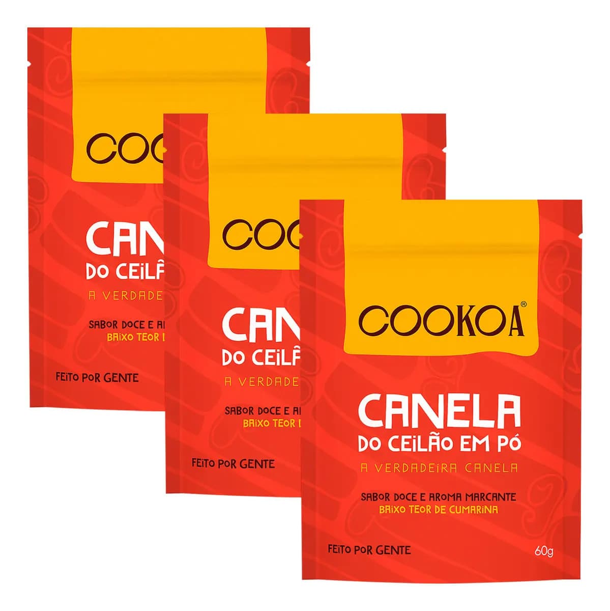 Kit 3 Canela do Ceilão em Pó Cookoa Cinnamomum Zeylanicum 60g