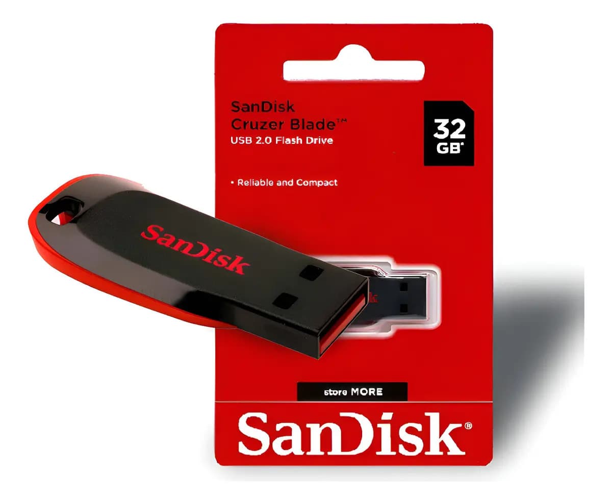 Pendrive Sandisk Cruzer Blade 32gb Sdcz50-032g-b35 Cor Preta Preto Cruzer Blade 32gb