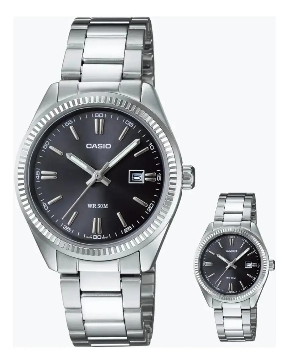 Relógio Casio Feminino Prateado com Fundo Preto