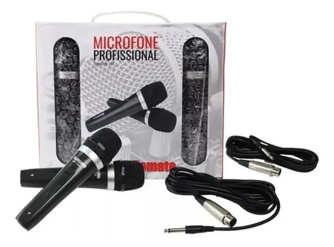 Microfone Karaokê Profissional 2 Unidades + Cabos