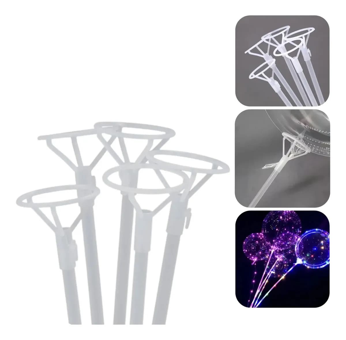 50 Suporte Para Balao Bubble Ou Metalizado 50 Cm Transp Cristal