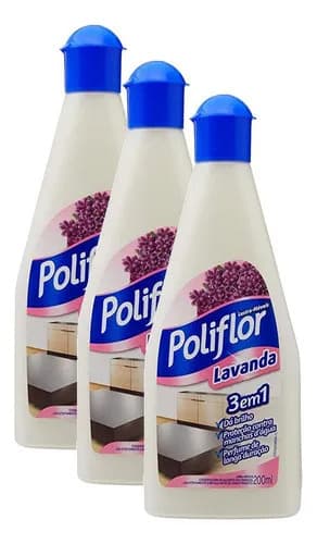 Kit 3 Lustra Móveis Poliflor Lavanda 200ml