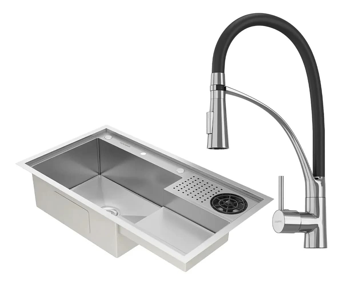Kit Cuba Gourmet Veneza Aço Inox 304 E Torneira Gourmet
