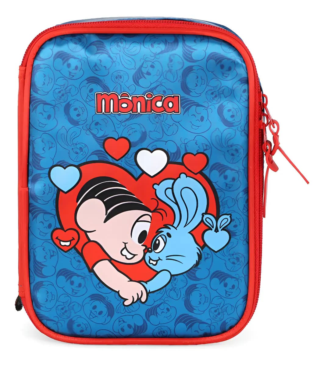 Estojo Box Escolar Turma Da Mônica 100 Pens Azul - Luxcel Azul Turma Da Monica