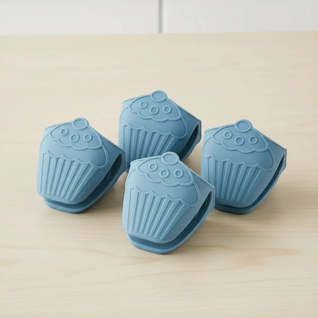 Kit 4 Luvas Térmicas De Silicone Pegador Pega Panela Azul-celeste Liso