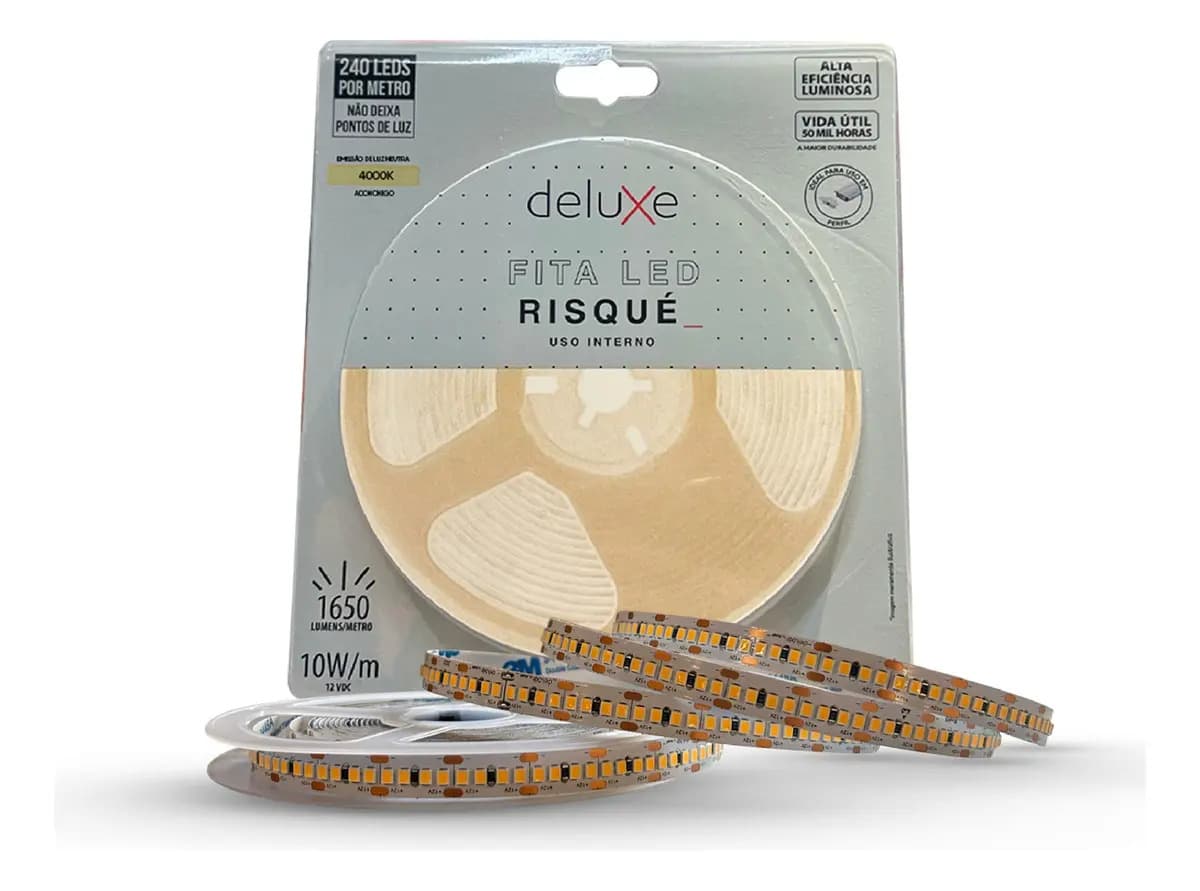 Fita Led Risque 10w 4000k Branco Neutro 5 Metros Ip20 240 Leds/m Avant Fita Led Deluxe