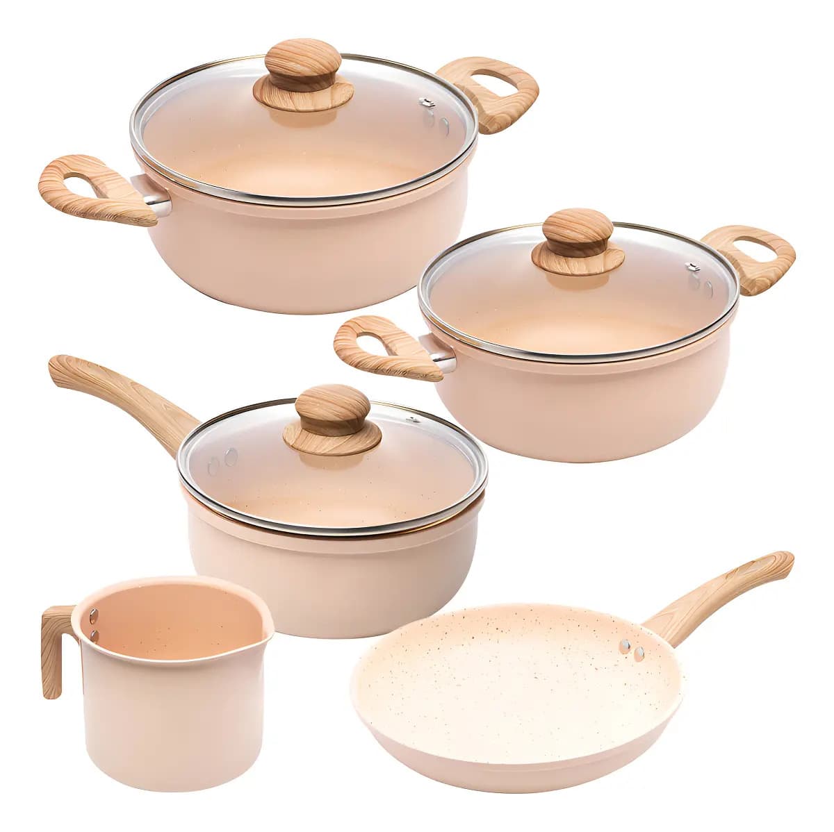 Conjunto De Panelas De Indução Cerâmica Chef Bege 5pç - Lyor