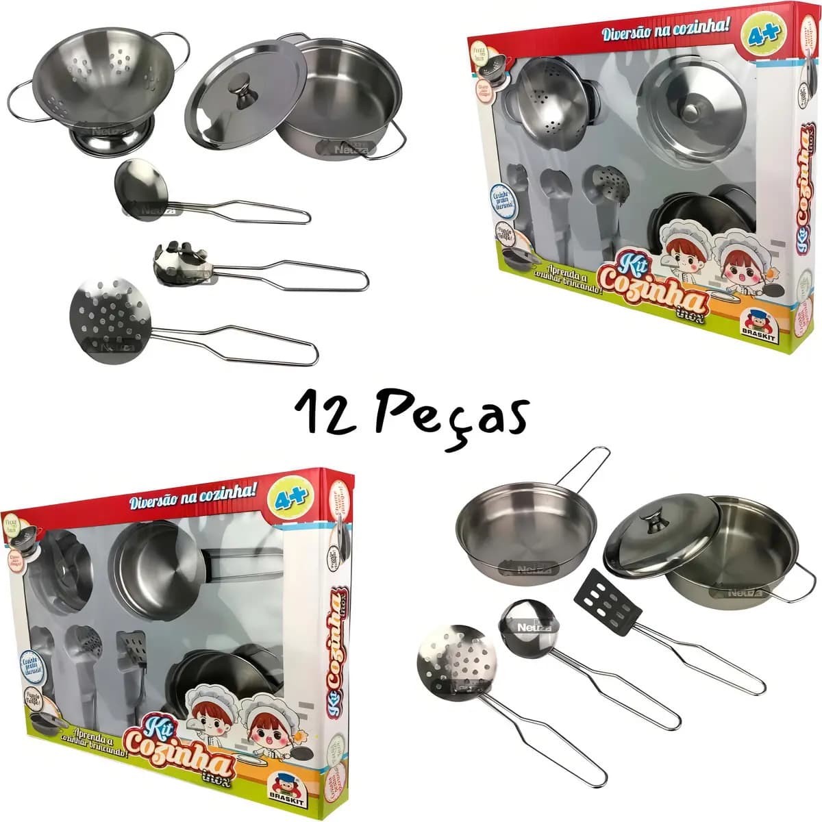 Conjunto Panela Metal Cozinha Infantil De Brinquedo
