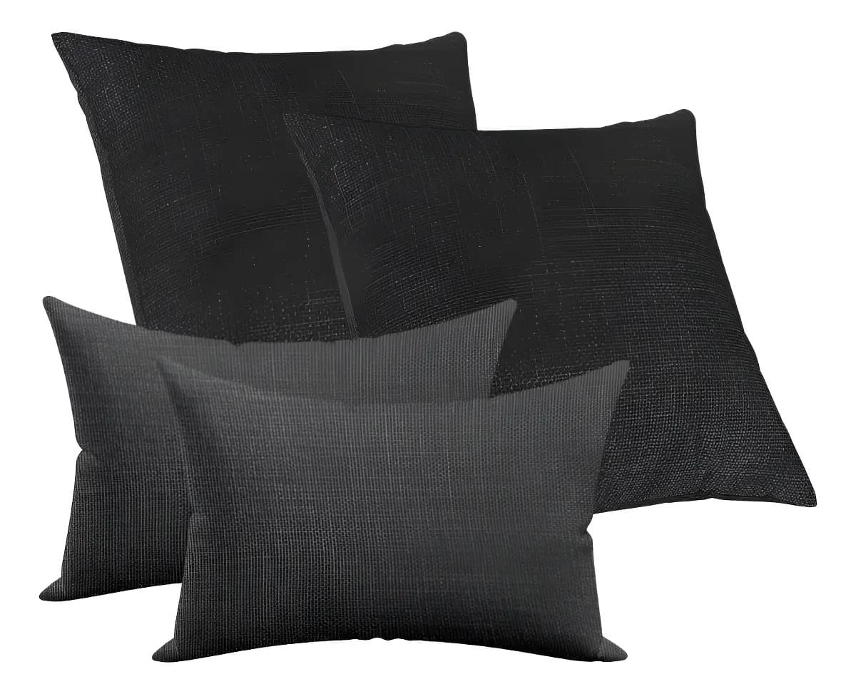 Kit 2 Capas Para Almofadas Decorativa 50x50cm E 2 Capa 50x30 Cor Cinza Lisa