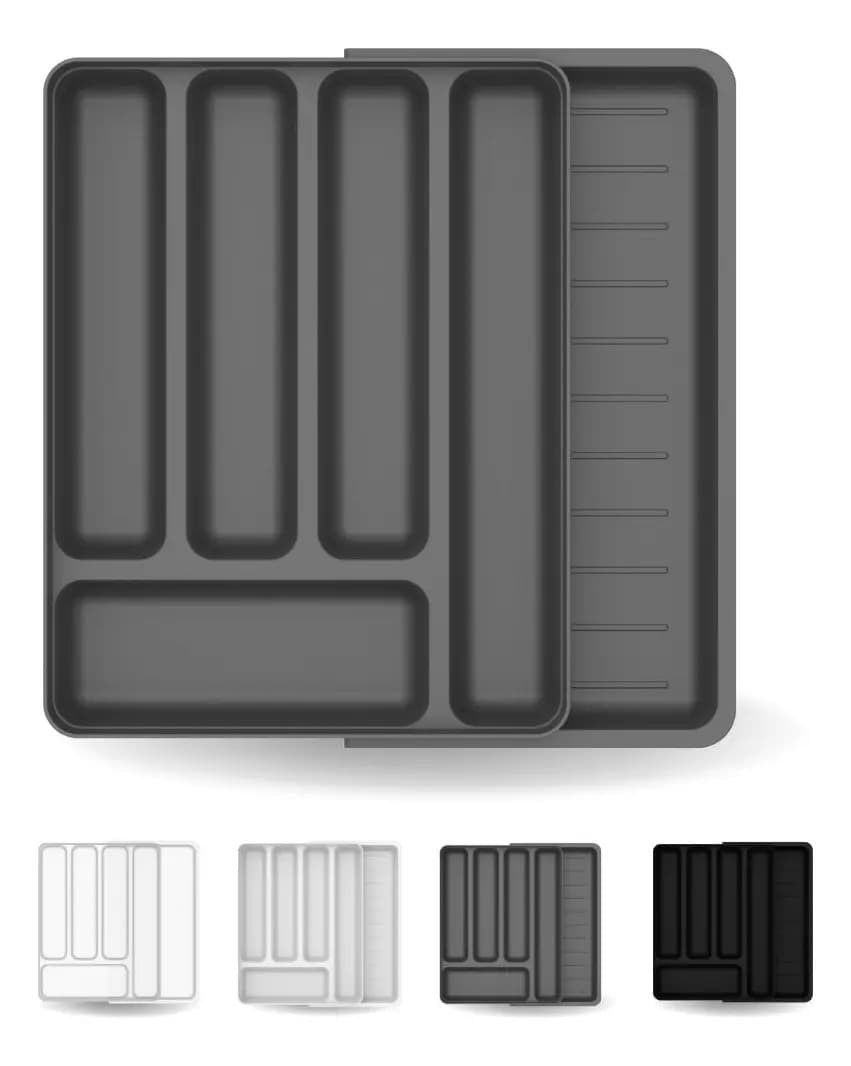 Organizador De Utensilios C/extensor Cozinha Gaveta Ou Cor Chumbo Organizador De Talheres Porta Talheres Gaveta Âncora Shopp