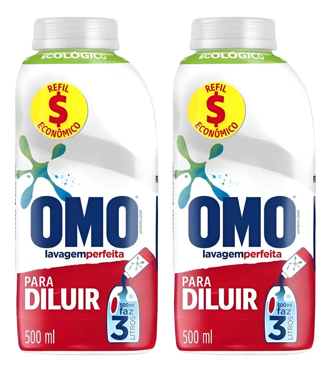 Kit 2 Omo Lavagem Perfeita Para Diluir Sabão Liquido 500ml