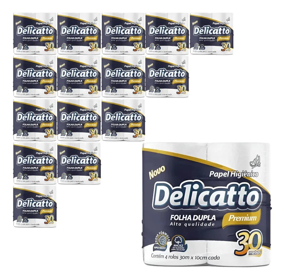 Papel Higienico 64 Rolos Folha Dupla Delicatto Pratico