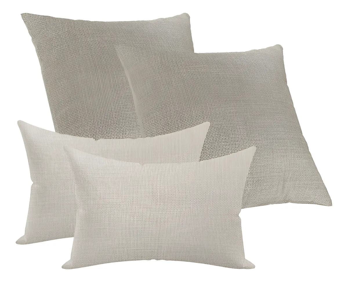 Kit 2 Capas Para Almofadas Decorativa 50x50cm E 2 Capa 50x30 Cor Cáqui Lisa