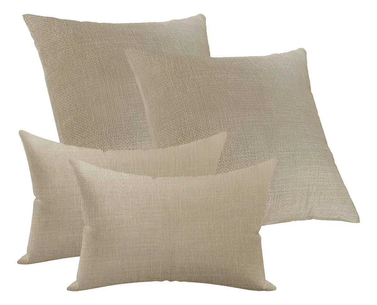 Kit 2 Capas Para Almofadas Decorativa 50x50cm E 2 Capa 50x30 Cor Areia Lisa
